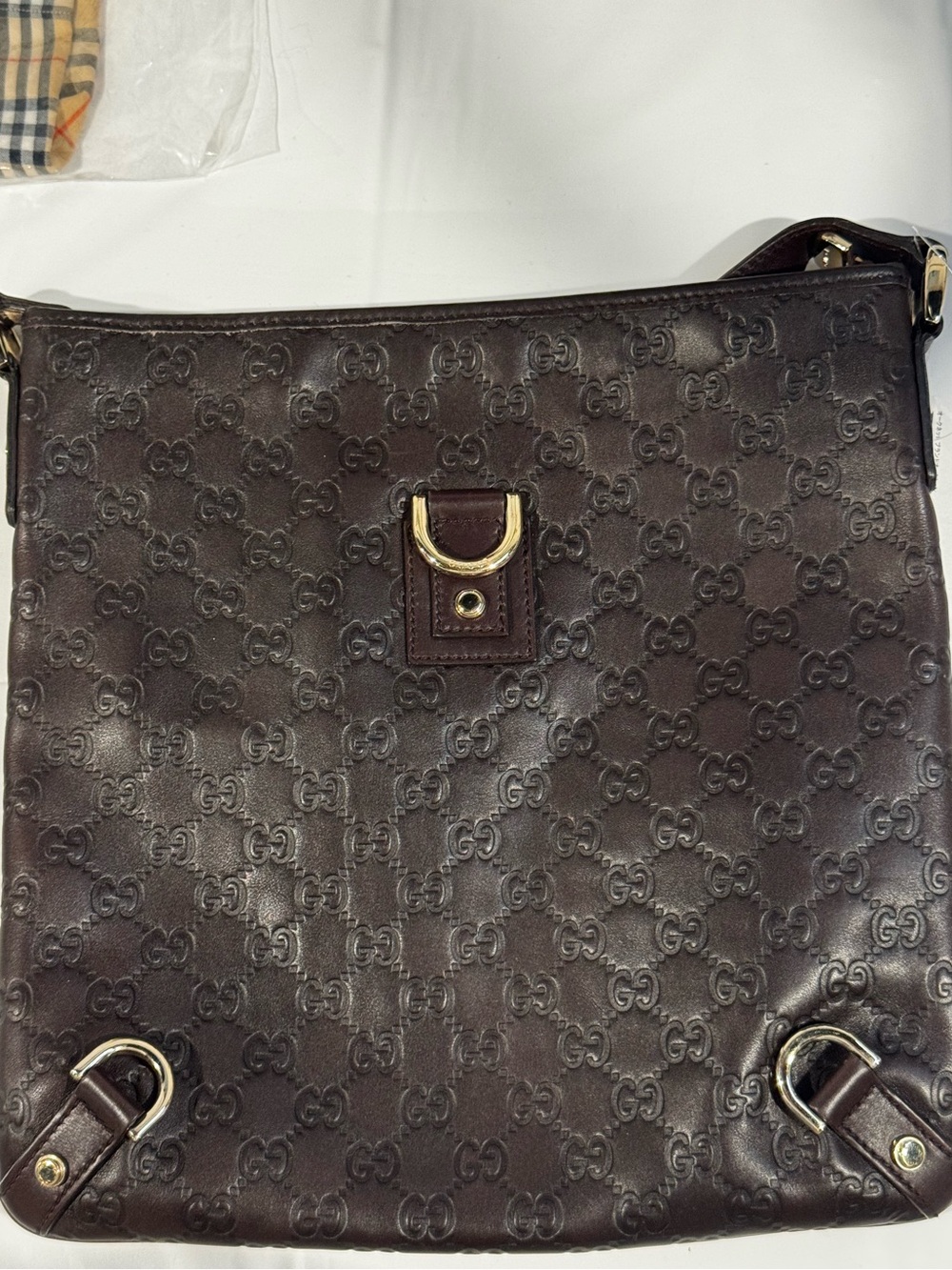 Authentic pre-owned Gucci Dark Brown Guccissima Abbey D-Ring Messenger Bag